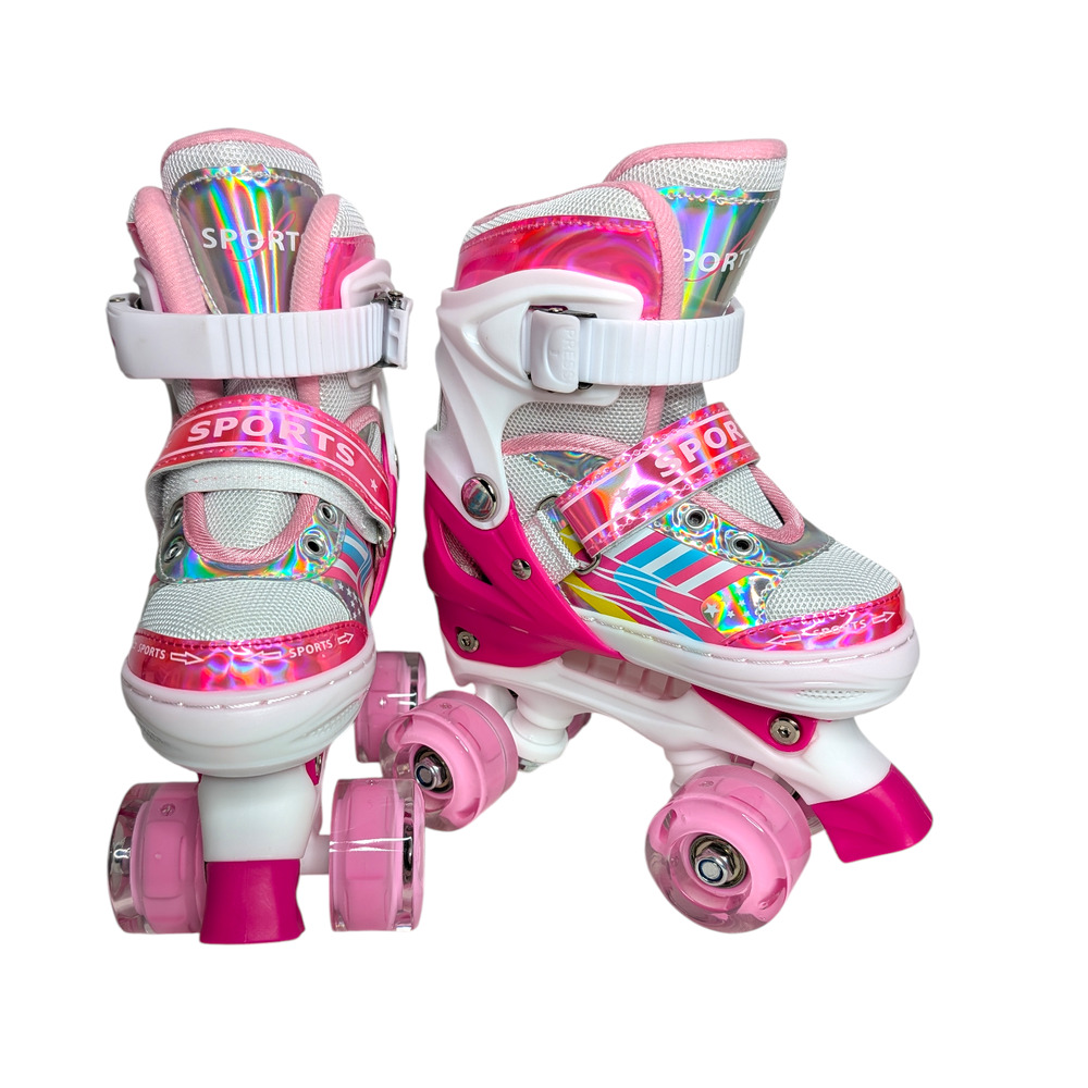 Toddler Girls Pink Roller Skates Size 12-2 Small Adjustable Light Up Brand New